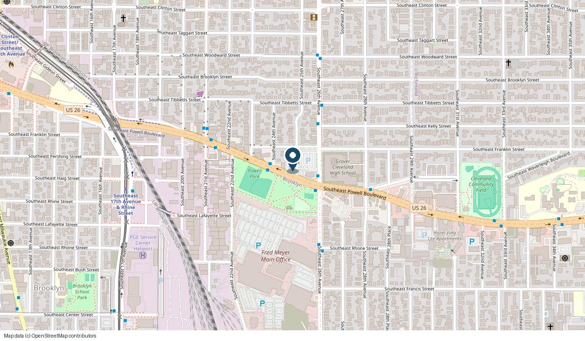 Map showing the location of Rudy's Gourmet Pizza